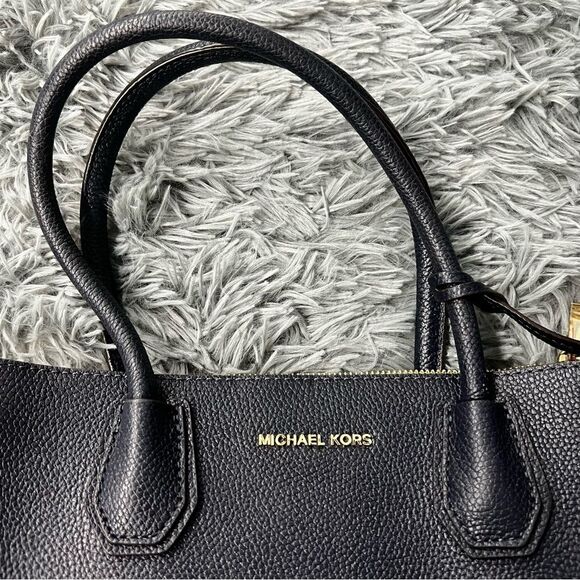 Michael Kors Navy Blue Pebbled Leather Tote - Picture 2 of 9